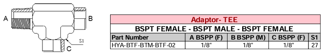 Adaptor - TEE - BSPT (F) x BSPT (M) x BSPT (F)