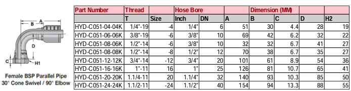 Female BSP Parallel pipe 30° Cone Swivel/90° Elbow