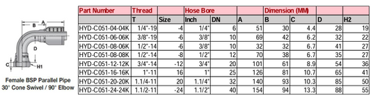 Female BSP Parallel pipe 30° Cone Swivel/90° Elbow