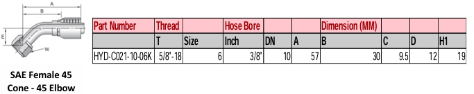 SAE Female 45 Cone - 45° Elbow