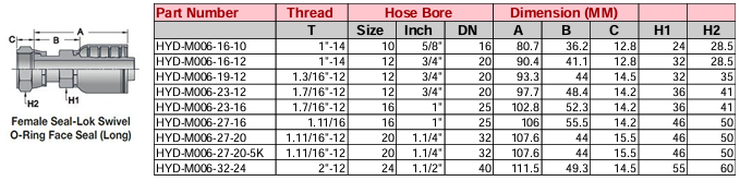 Female Seal-Lok Swivel O-Ring Face Seal (Long) - M Series