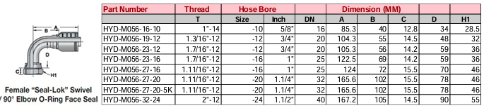 Female Seal-Lok Swivel 90° Elbow O-Ring Face Seal - M Series