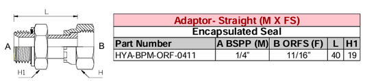 Adaptor - Straight (M X FS) BSPP - ORFS - Encapsulated Seal