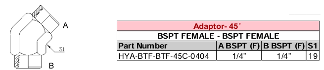 Adaptor - 45° BSPT FEMALE - BSPT FEMALE