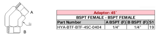 Adaptor - 45° BSPT FEMALE - BSPT FEMALE