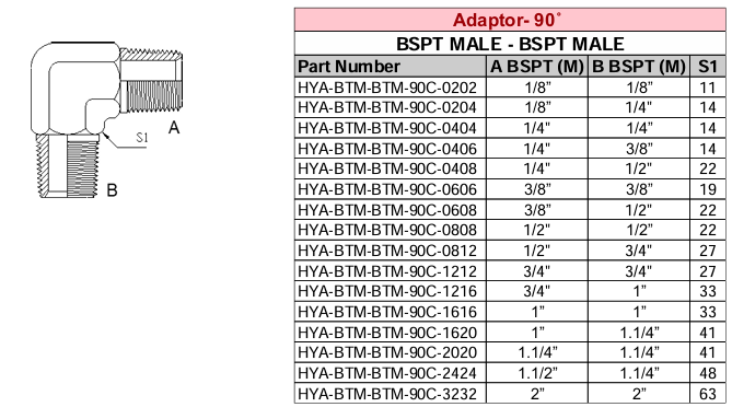 Adaptor - 90° - BSPT MALE x BSPT MALE
