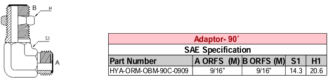 Adaptor - 90° SAE Specification - ORFS MALE x ORFS MALE