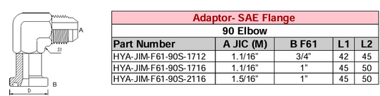 Adaptor - SAE Flange - 90° Elbow