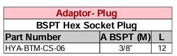 Adaptor - BSPT Hex Socket Plug