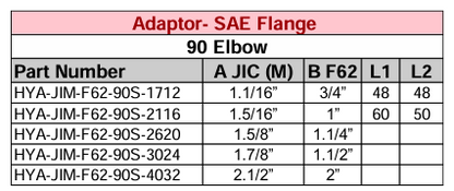Adaptor - SAE Flange - 90° Elbow JIC Male - F62