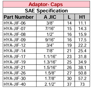 Adaptor Cap - JIC Female SAE Specification